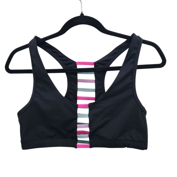 PINK Victoria's Secret Ultimate Unlined Black Pastel Cut Out Cage Sports Bra L‎ - Picture 1 of 6